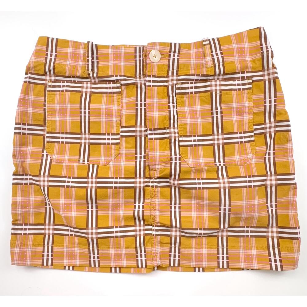 Anthropologie Maeve The Colette Mini Skirt in Yellow Plaid Size XL - Picture 2 of 12